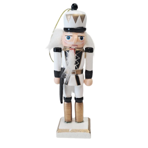 CASCANUEZ SOLDADITO DE NAVIDAD SABLE NEGRO/BLANCO 38CM (ETN0264)