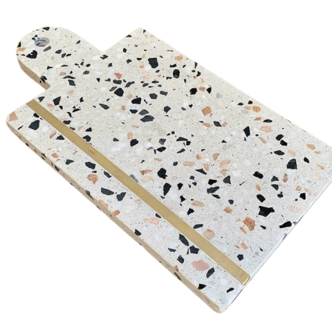 TABLA RECTANGULAR TERRAZO Y DORADO (EXA2002)