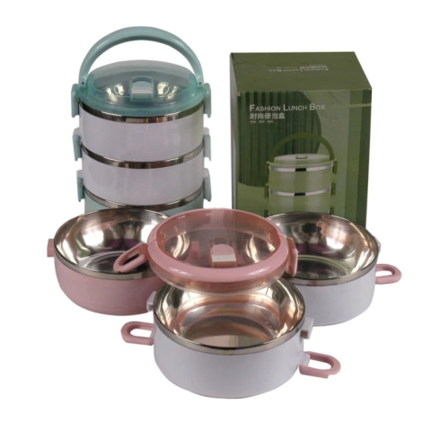 LUNCHERA TERMICA REDONDA DE 3 PISOS (ASD4176)