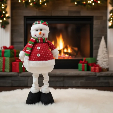 MUÑECO NAVIDEÑO HOMBRE DE NIEVE 50CM ROJO Y VERDE (ETN0310)