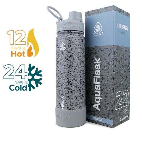 BOTELLA TÉRMICA ACERO INOXIDABLE IL TERRAZO 1136 ML GRAPHITE AQUAFLASK (AQAY62)