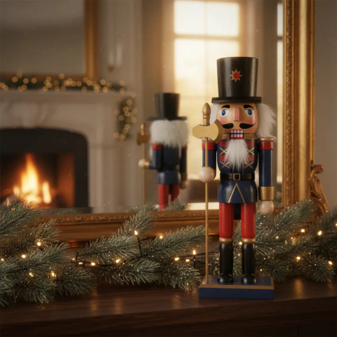 CASCANUEZ SOLDADITO DE NAVIDAD HACHA VERDE/ROJO 25CM (ETN0244)