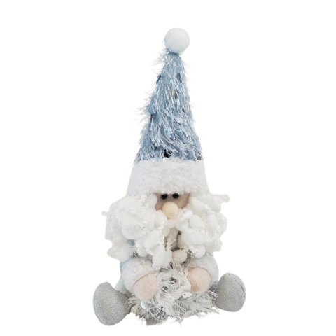 MUÑECO NAVIDEÑO PAPA NOEL PLATA Y BLANCO 20CM (ETN0276)
