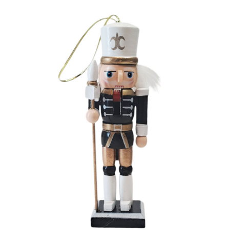 CASCANUEZ SOLDADITO DE NAVIDAD HACHA NEGRO/BLANCO 25CM (ETN0269)
