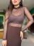 Blusa tule manga longa - Marrom - comprar online