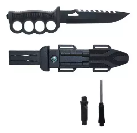 Faca esportiva tática com soco inglês e bainha