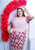 Conjunto em malha manga 3/4 estampado Rosa - comprar online