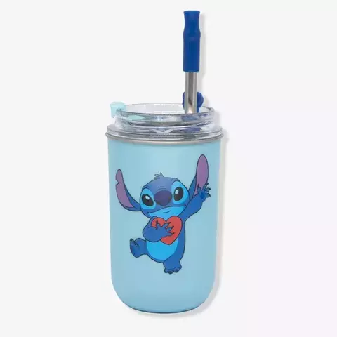 Copo Neo Com Canudo Stitch Namorados – Disney | Zona Criativa
