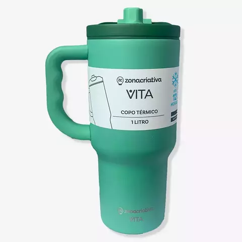 Copo Térmico Tumbler 1L com Canudo Retrátil Vita Hortelã | ZC