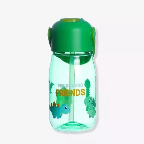 Garrafa Infantil Flip com Canudo 400ml Dinossauro | Zonacriativa
