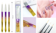 PINCEL LINER MORADO CON DORADO X3 - tienda online