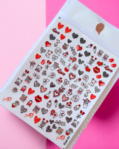 STICKER COD 51 - CORAZONES ROJOS Y NEGROS - comprar online