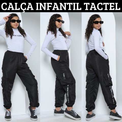 Calça Infantil Feminina Tactel Jogger Cargo Street