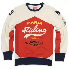 ACCESORIOS - Polera Moto Cafe Racer Motocross Maria Racing Sweatshirt Red Jersey Talla S