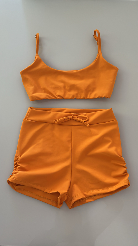Conjunto top basic & short lacinho franzido