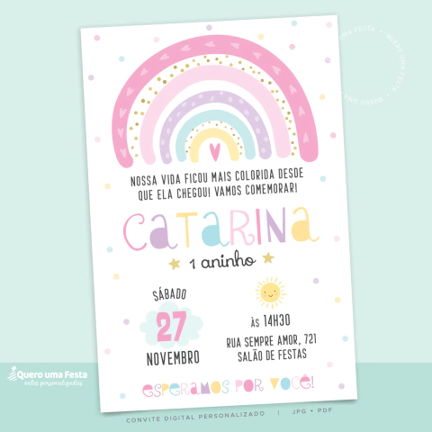 Convite Digital Festa Arco-Íris