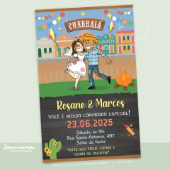 Convite Chá Bar Arraiá Festa Junina Digital