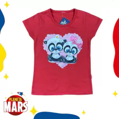 Remera con aplique Osos Panda