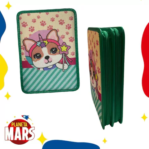 Cartuchera sublimada Simone franjas (2 pisos)