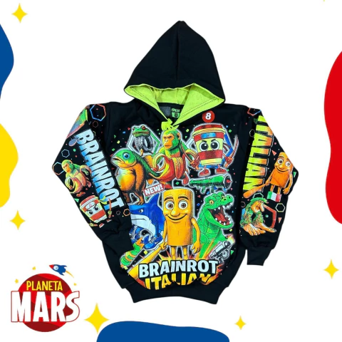 Buzo con capucha reflectiva Brainrot - comprar online