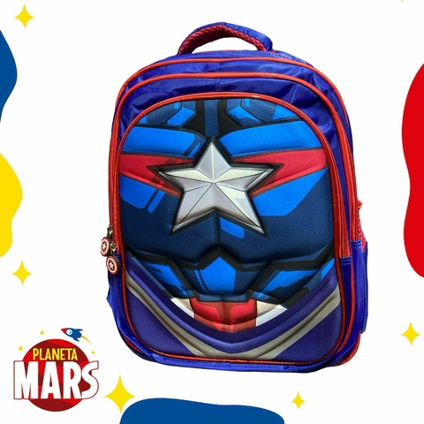 Mochila primaria 3D Capitán América (3 cierres)