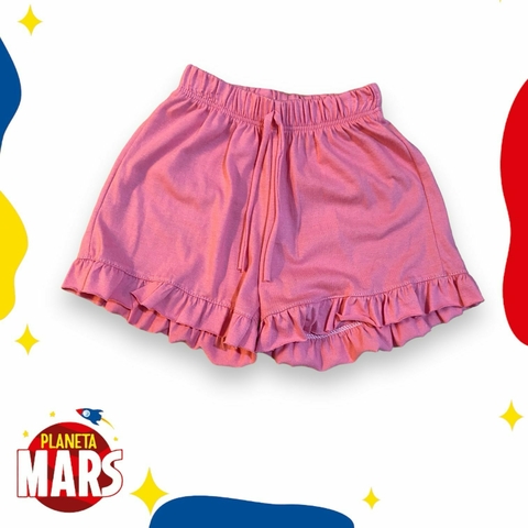 Short nena algodón liso rosa con volados