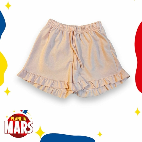 Short nena algodón liso salmón con volados