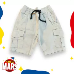 Bermuda cargo de gabardina Beige - comprar online