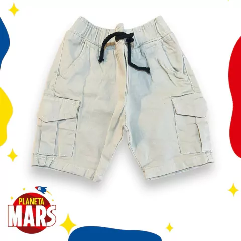 Bermuda cargo de gabardina Beige - comprar online