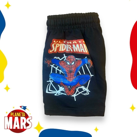 Short estampado Spiderman (tela araña) negro