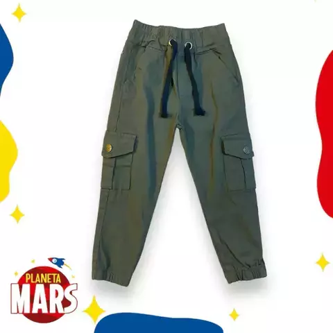 Pantalón cargo de gabardina Verde militar