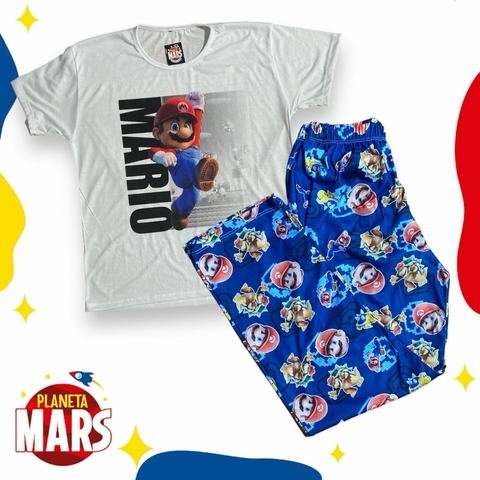 Pijama media estación adulto Mario Bros (letras)