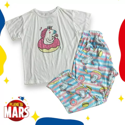 Pijama media estación Unicornio (donas)