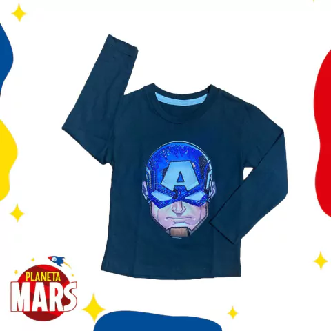 Camiseta con luz Capitán América (cara)