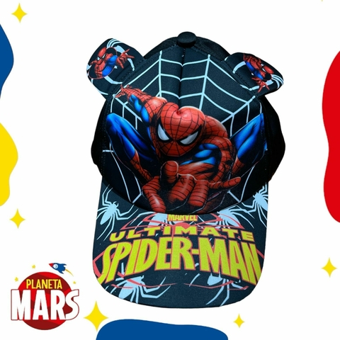 Gorra orejitas Spiderman (letras amarillas)