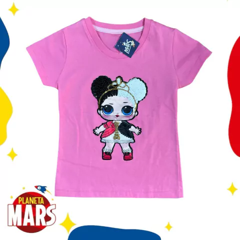 Remera con aplique LOL (Cruella)