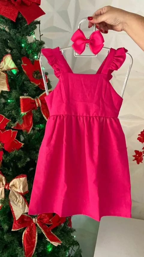 Vestido em linho rosa Pink