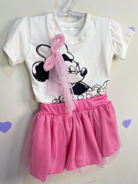 Conjunto blusa e short saia Minnie