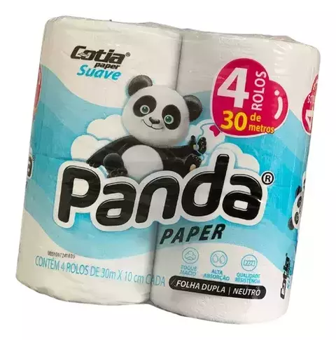 Papel Higienico Panda paper neutro folha dupla 30m c/4 rolos