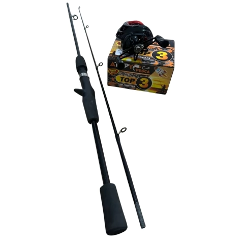 Conjunto Carretilha Atopy 3 Rolamentos + Vara 1,65m 7-17lb Atopy Traíra Saicanga Bass