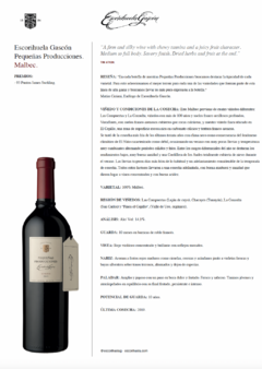 Vino Escorihuela Gascon Pequeñas Producciones Malbec - comprar online