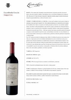 Vino Escorihuela Gascon Sangiovese - comprar online