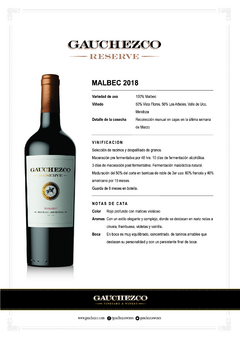 Vino Gauchezco Reserva Malbec - comprar online