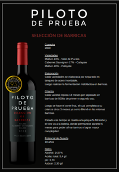 Vino Piloto De Prueba Seleccion De Barricas 2020 - comprar online