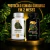 Frascos dos suplementos Amazon Slim Plus e Amazon Intense em pedestal dourado com fundo preto e folhas verdes