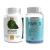 Frascos de suplementos alimentares Amazon Slim Plus e Paris Detox, mostrando suas etiquetas e informações nutricionais.