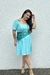 Vestido Curto Com Manga Bufante Saio Liso Tiffany - loja online