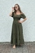 Vestido Longo Com Manga Bufante Saio Verde Militar Liso - comprar online