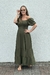 Vestido Longo Com Manga Bufante Saio Verde Militar Liso na internet