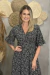 Imagem do Vestido Longo Com Mangas 3/4 Joice Preto Com Flores